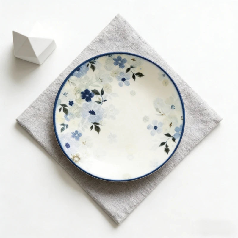 Assiettes ceramique emaillee style floral japonaises cuisine - vue 2 sur 6