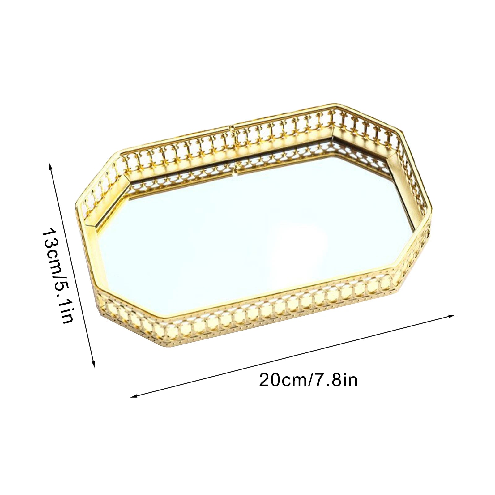 plateau de rangement en métal miroir décoratif pour cosmétiques et vaisselle - vue 14 sur 14