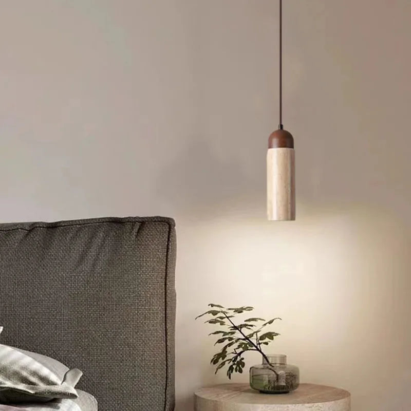 suspension en bois et pierre naturelle pour café