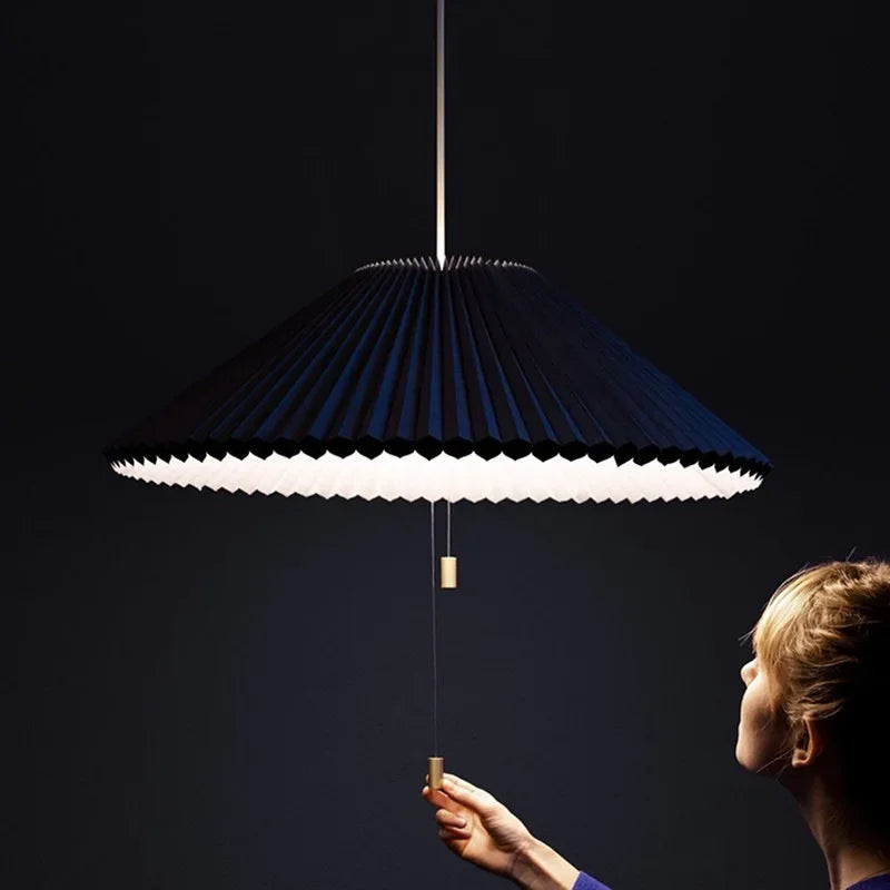 Suspension Art Design plissé déformé tissu parapluie lustres décor à la maison LED d'éclairage pour chambre salon salle à manger