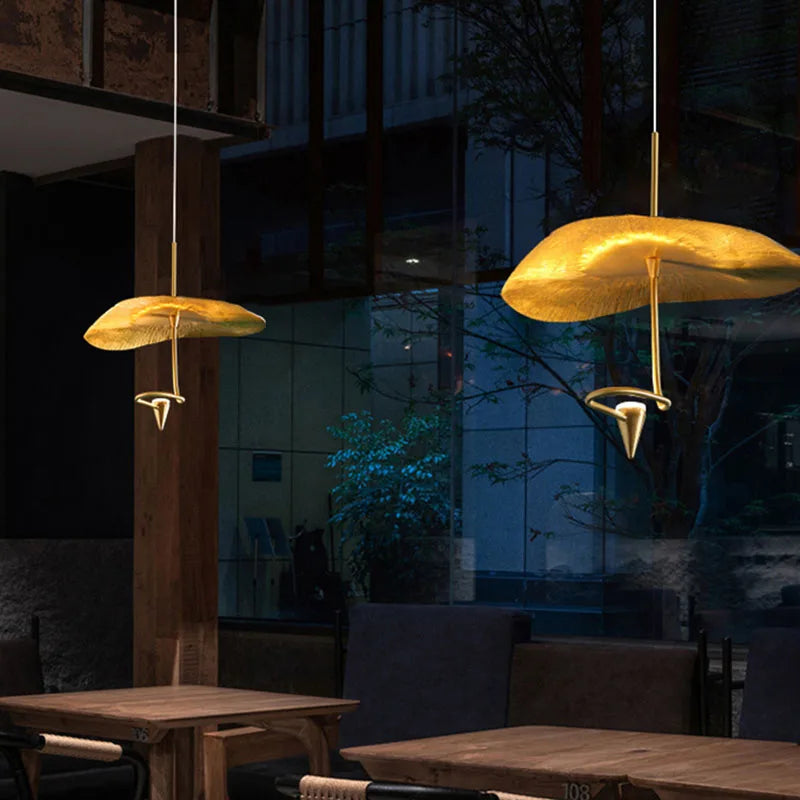 lustre led art déco en cuivre avec fil réglable