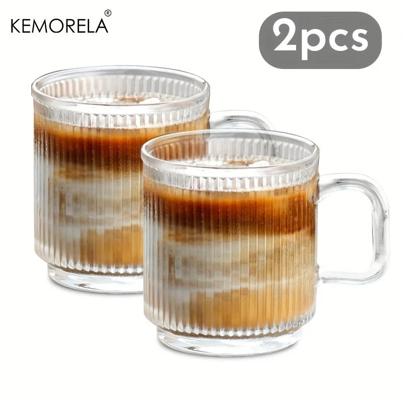 Tasse en verre strié avec anse 350 ml