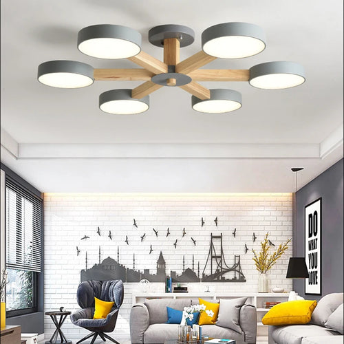 Plafonnier Led en bois au design moderne