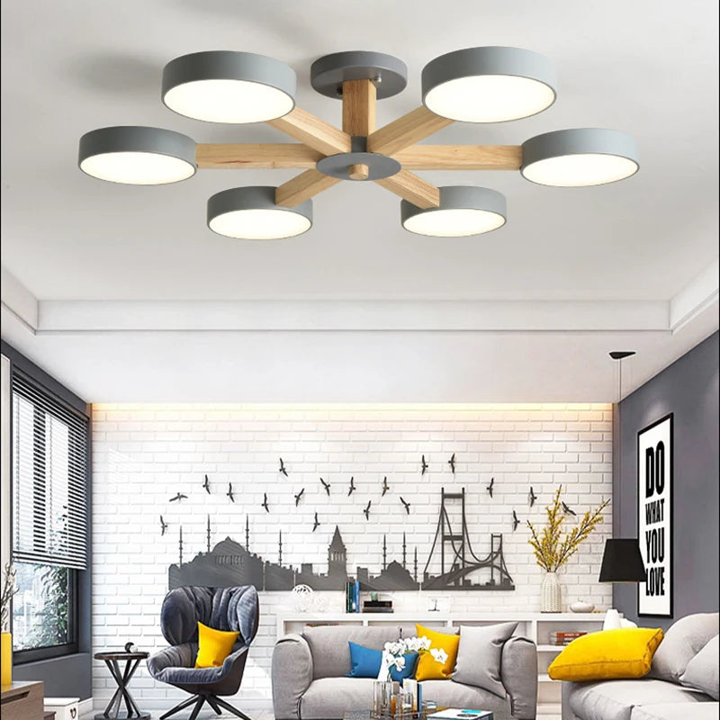 Plafonnier Led en bois au design moderne