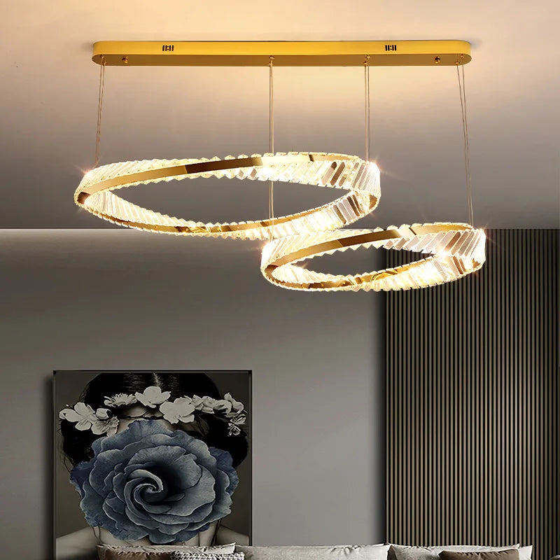 Plafonnier design doré moderne avec cristal