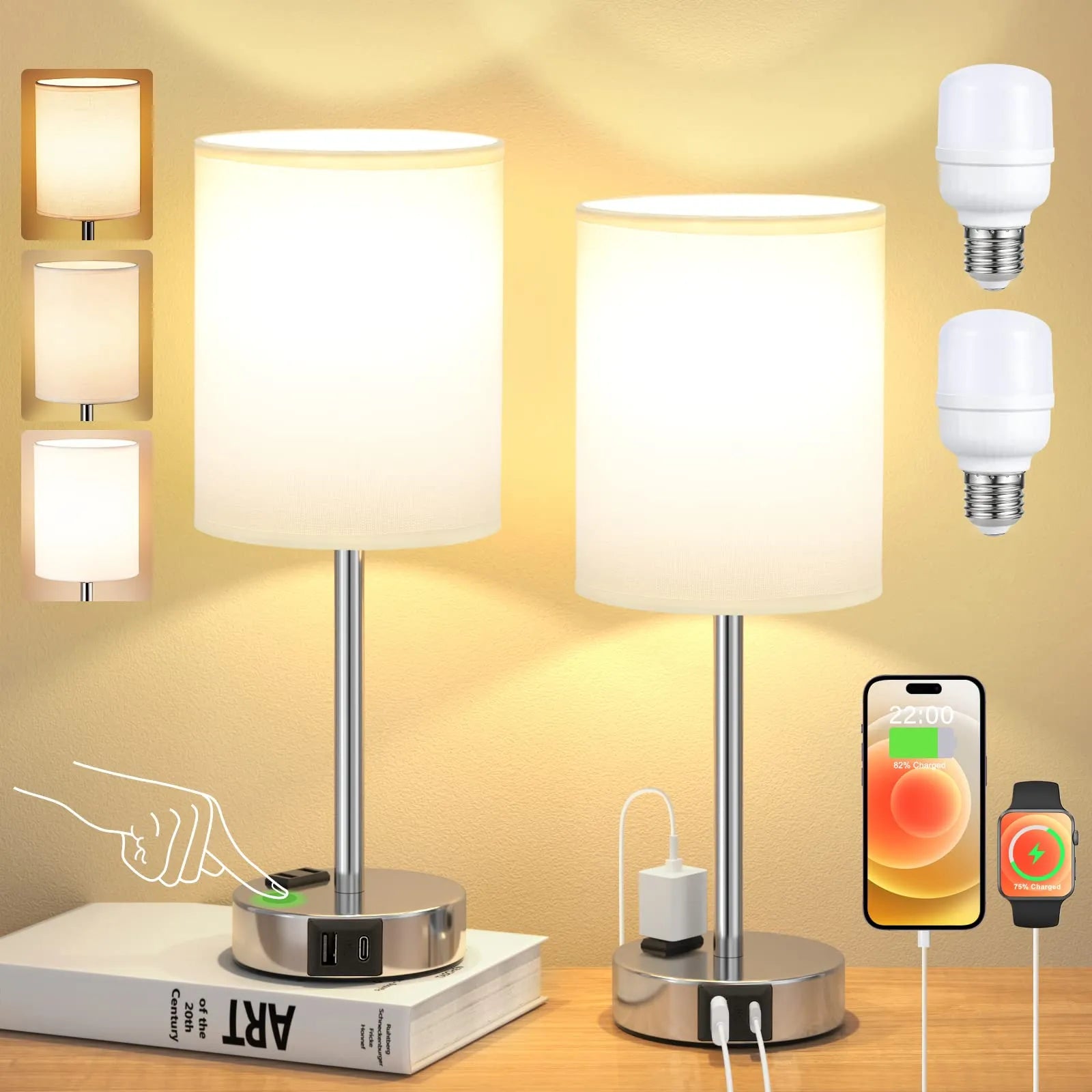 Lampe de Table tactile pour chambre à coucher - vue 3 sur 20