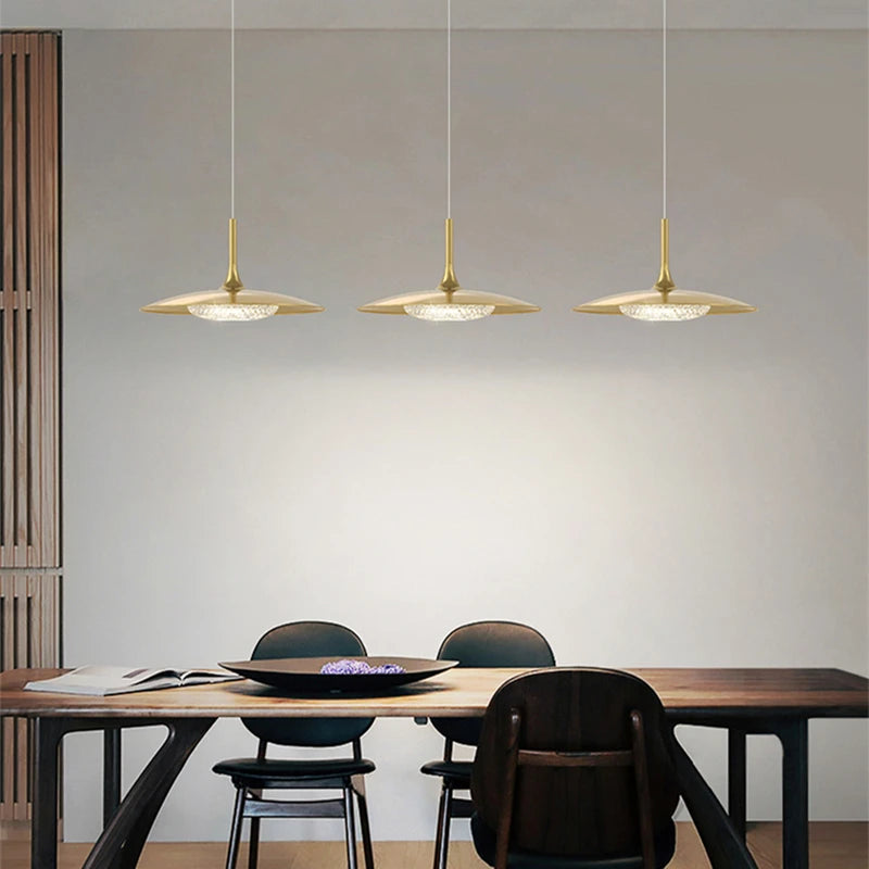 lustre moderne intérieur décor cuivre led suspension or - vue 6 sur 7