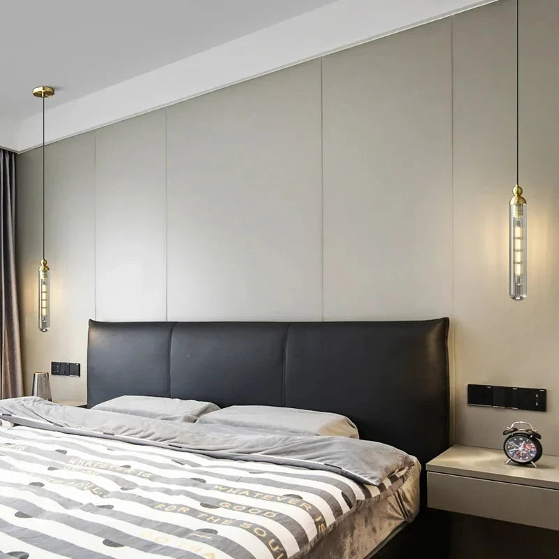 lustre nordique transparent en verre avec cordon réglable - vue 5 sur 8