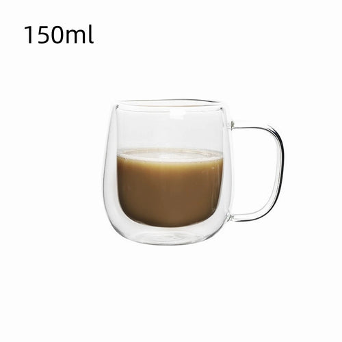 Tasse double paroi verre borosilicate avec anse isolante
