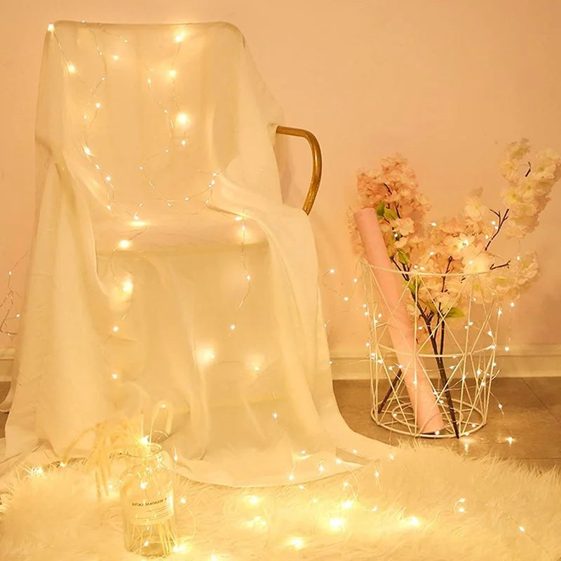guirlande lumineuse led en cuivre pour décorations de fête et Noël