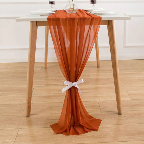 Chemin de table mousseline bohème transparent mariage décoration