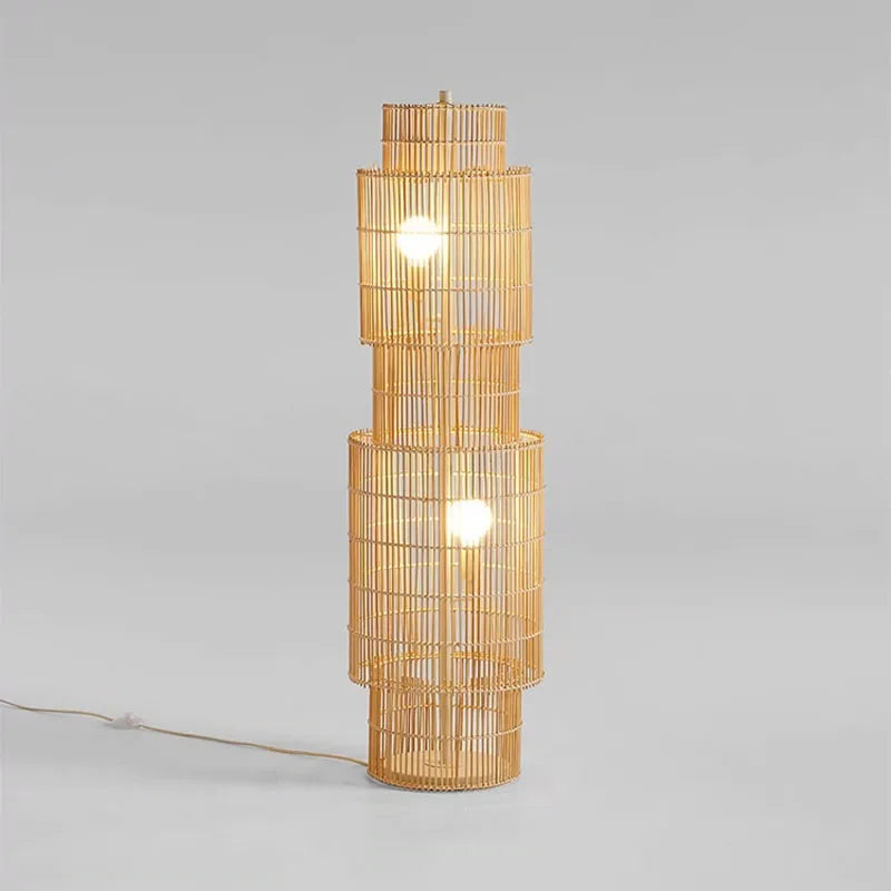 Lampadaire nordique en rotin Art déco - vue 5 sur 7