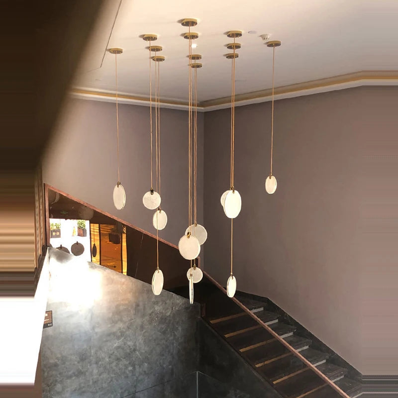 suspension led postmoderne en acier inoxydable et marbre - vue 4 sur 25