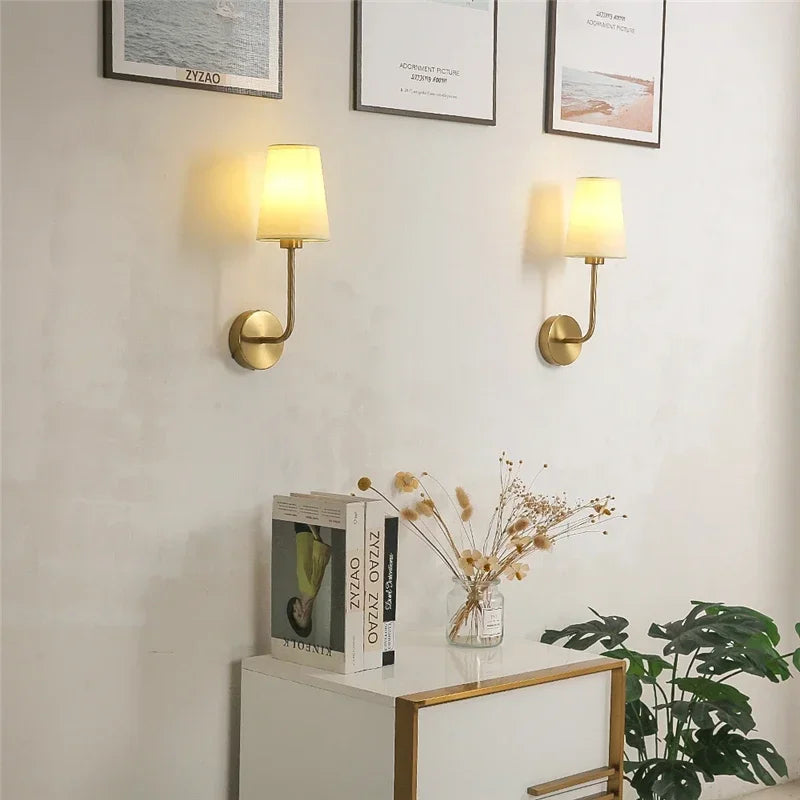 applique murale moderne nordique avec abat-jour en lin