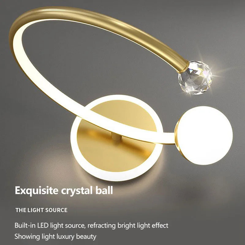 Plafonnier rond avec boule en cristal à LED - vue 8 sur 18