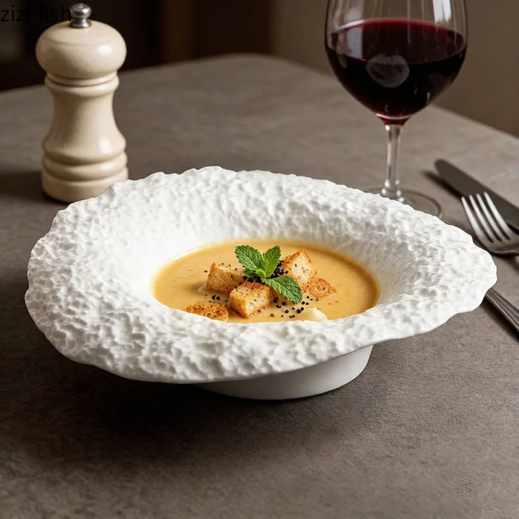Assiette céramique texture roche bol chapeau design - vue 2 sur 7