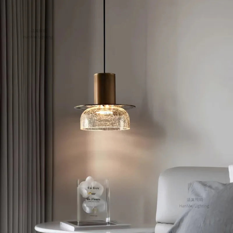 lustre moderne en verre craquelé pour intérieur élégant - vue 4 sur 9