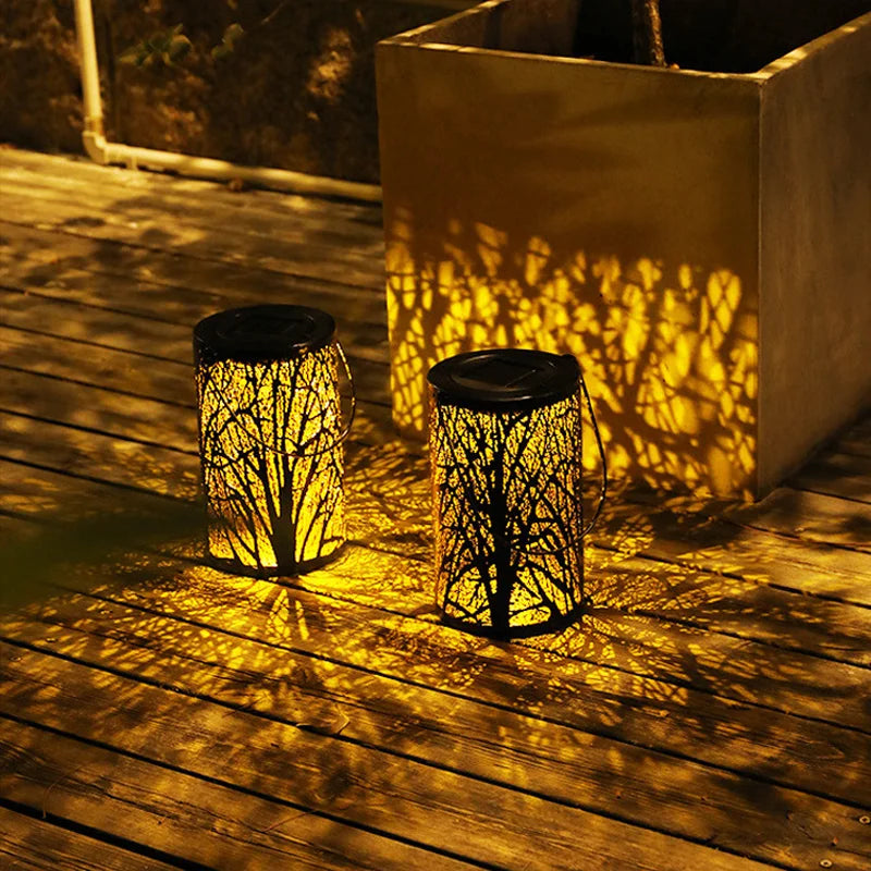 lanterne solaire rétro en fer pour jardin extérieur - vue 6 sur 11