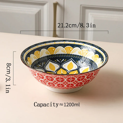 Bol céramique bohème motifs 20 cm soupe ramen