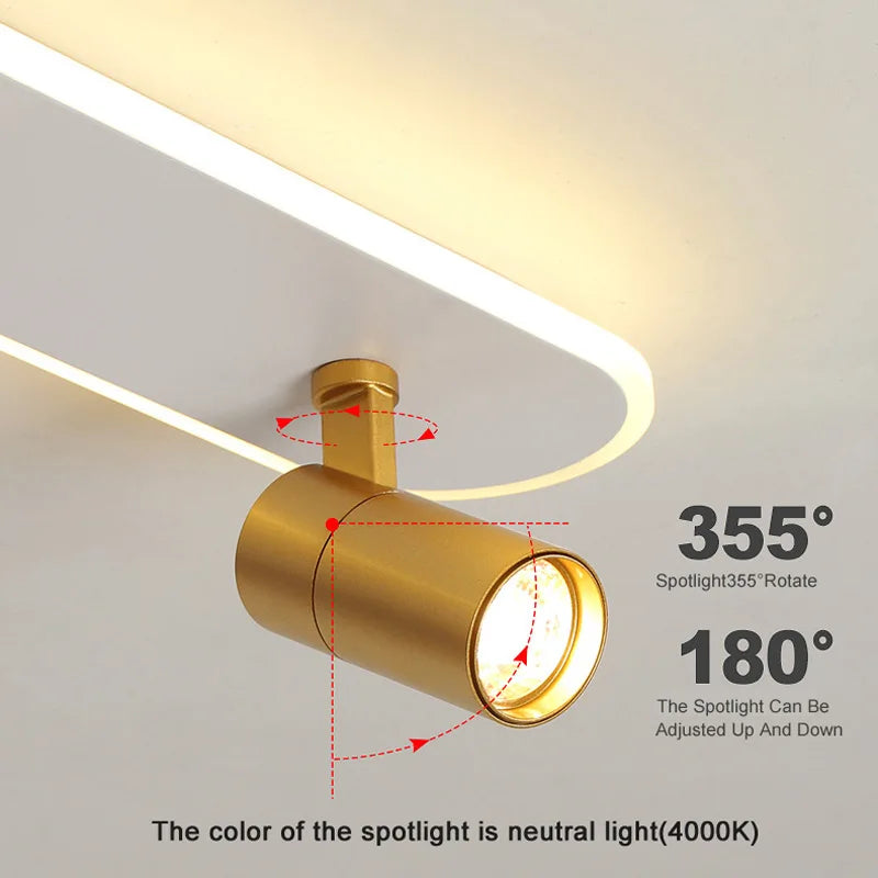 lampe de plafond moderne à leds avec projecteur décoratif - vue 6 sur 12