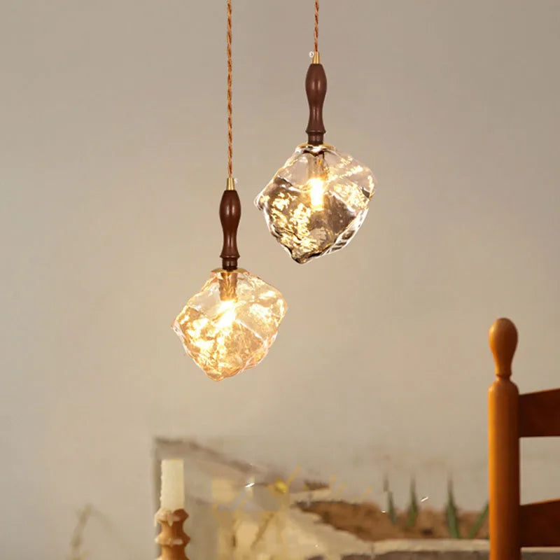 lustre en verre forme bloc de glace pour éclairage divers et