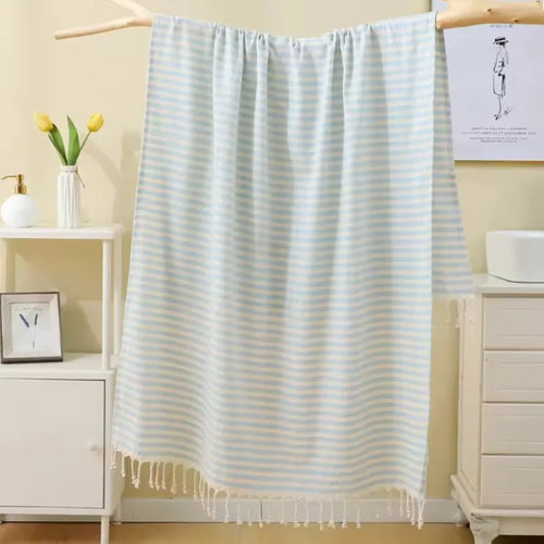 serviette de plage turque grande taille rayures pompons