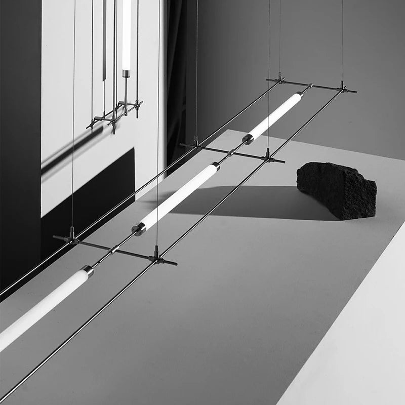 lustre industriel led ultra long pour bar studio bureau - vue 6 sur 8