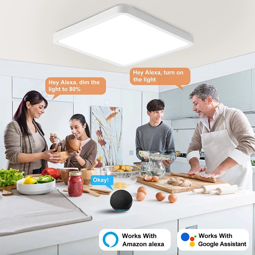 Tuya Smart LED plafonnier App commande vocale Alexa Google télécommande plafonniers carrés salon chambre éclairage - vue 4 sur 22