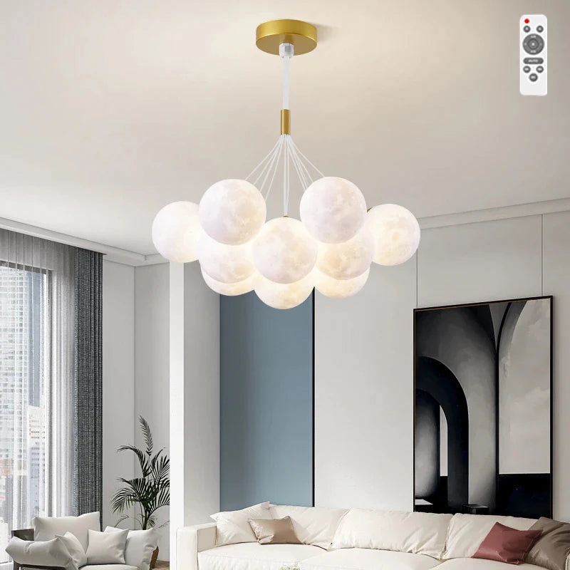 Lustre moderne pour enfants avec suspension à bulles et télécommande