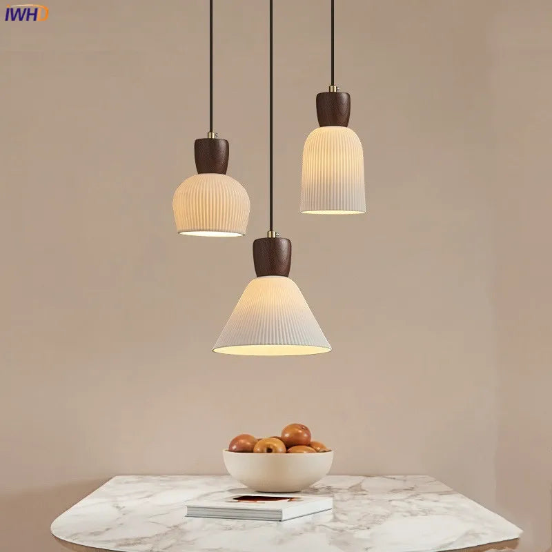 iwhd suspension led en noyer céramique style nordique japonais - vue 2 sur 23