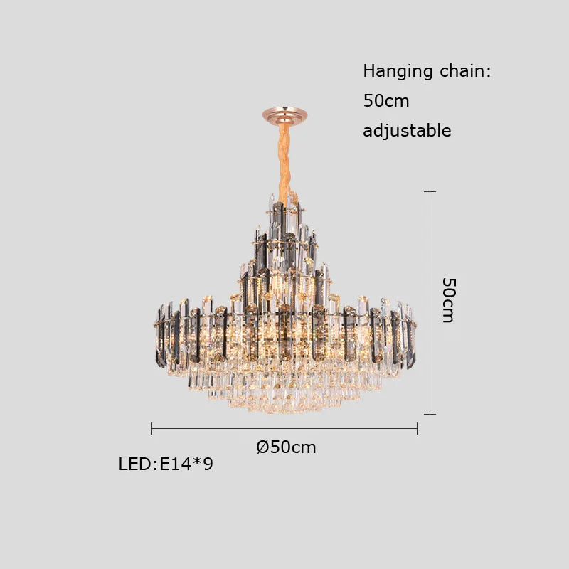 lustre suspendu en cristal à intensité variable design moderne