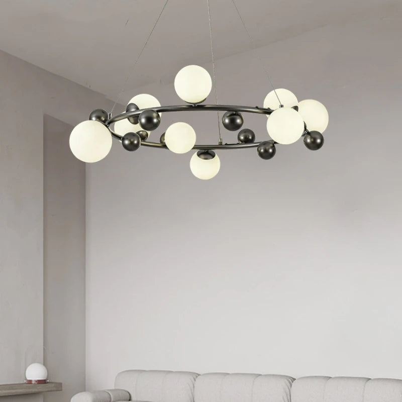 lustre moderne en métal et verre pour intérieur avec fil réglable - vue 2 sur 13