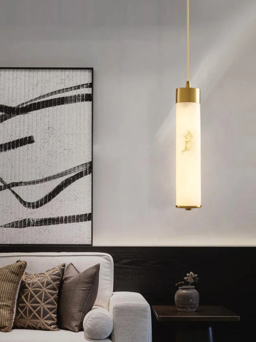 lustre en marbre naturel et cuivre pour décoration moderne minimaliste