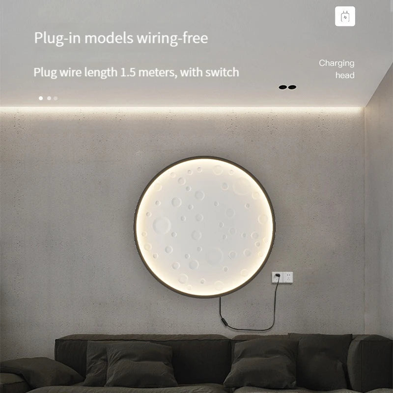 applique murale ronde moderne avec prise et fil rechargeable - vue 4 sur 14