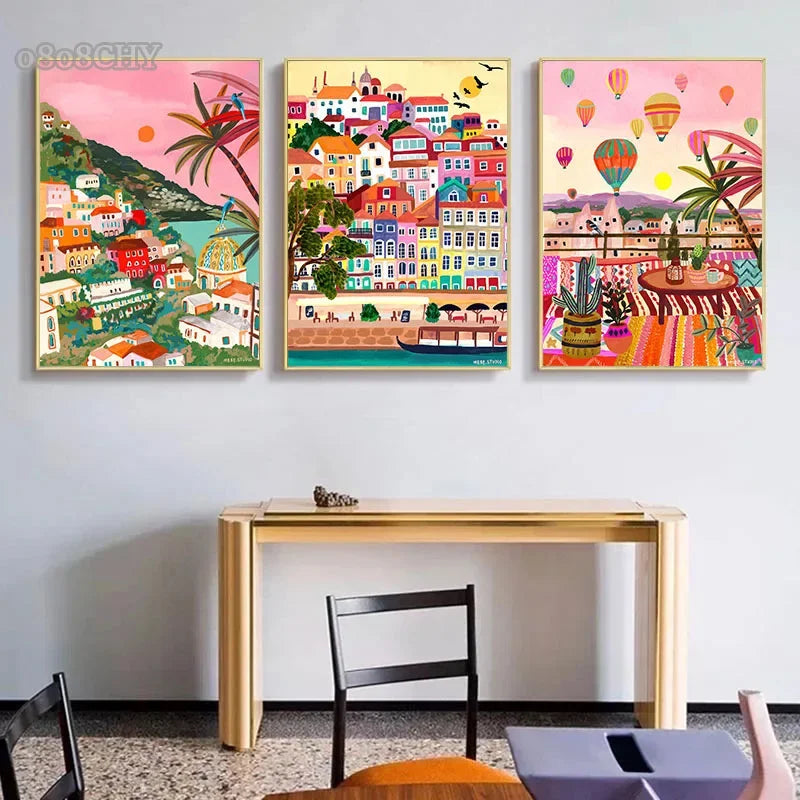 affiches et impressions colorées de paysages abstraits pour décoration intérieure