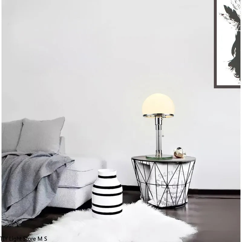Wilhelm Wagenfeld Nordique Designer Bauhaus LED lampe de table design verre lampe de bureau chambre en acier inoxydable luminaires lampes de table - vue 6 sur 7