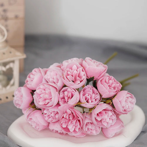 bouquet de 27 roses et pivoines artificielles en soie décoratif