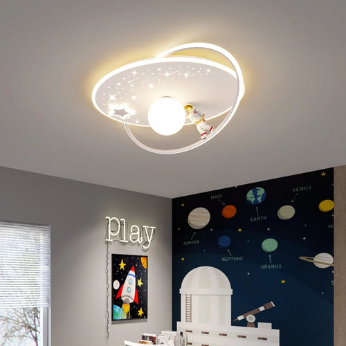 plafonnier moderne minimaliste astronaute planète décoratif pour enfants