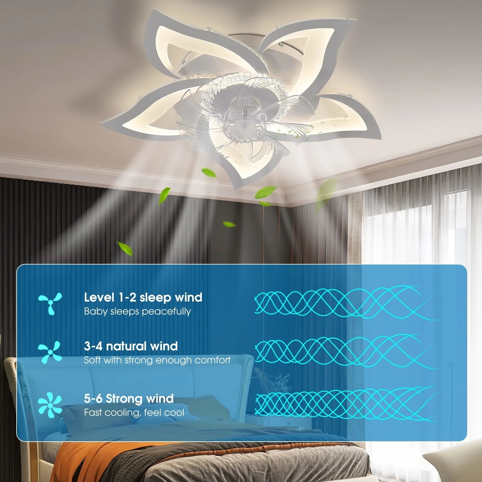 plafonnier moderne à leds avec ventilateur et éclairage intégré - vue 3 sur 6