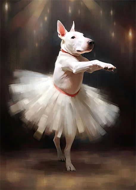 portraits de ballerine de chien art abstrait mural kawaii
