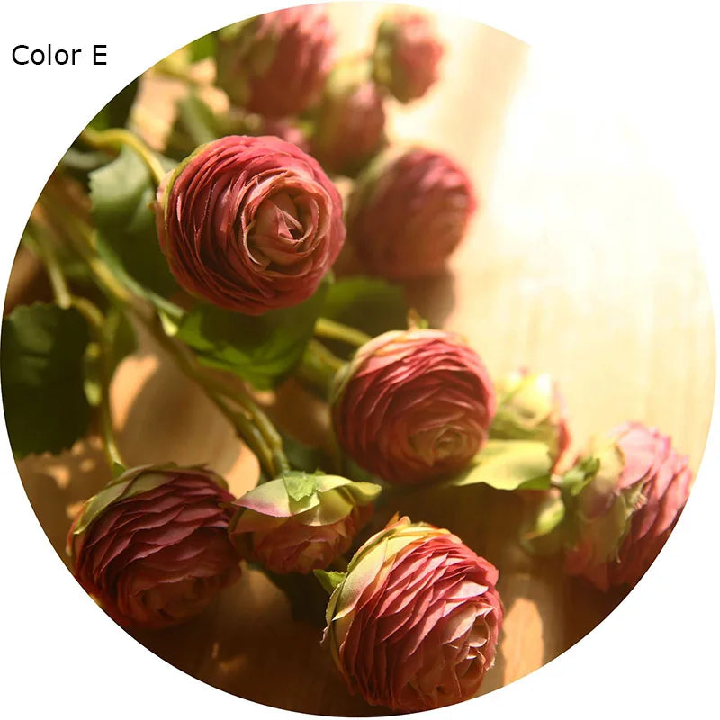 fleurs artificielles en soie roses et renoncules pour décoration de mariage - vue 14 sur 13