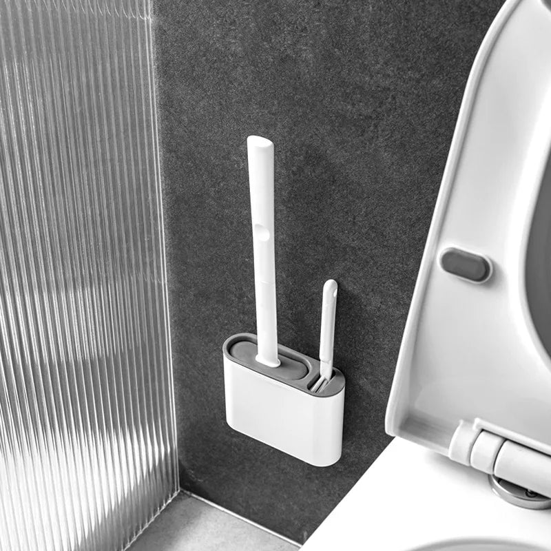 brosse de nettoyage en silicone avec support mural flexible - vue 9 sur 8