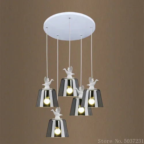 suspension en verre post-moderne avec éclairage en résine d'art