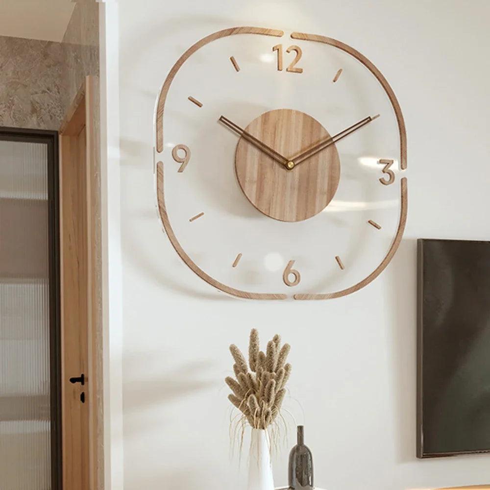 Horloge murale en bois minimaliste silencieuse à suspendre