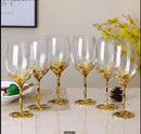 Verres à vin cristal émaillé style floral décoratif
