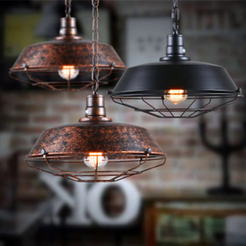 lustre industriel américain rétro en fer pour bar loft