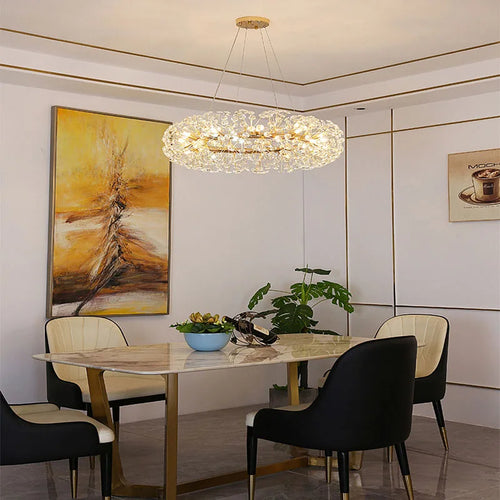 lustre led en cristal clair pissenlit pour hôtel belle déco