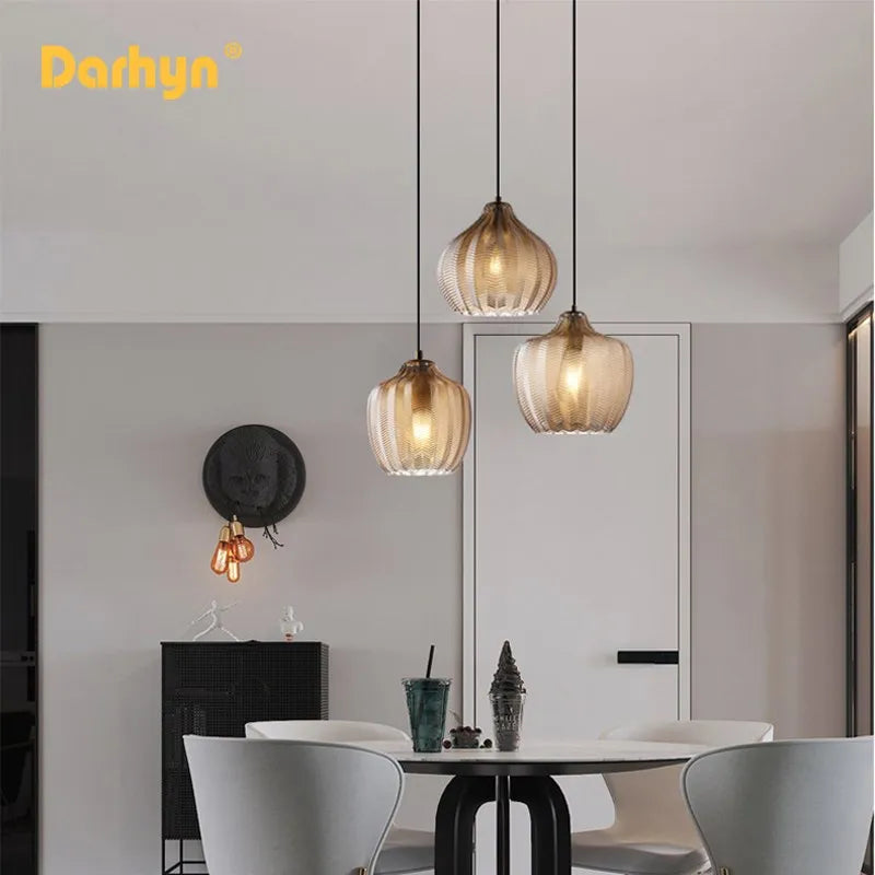 Lampe led suspendue verre design moderne - vue 5 sur 14