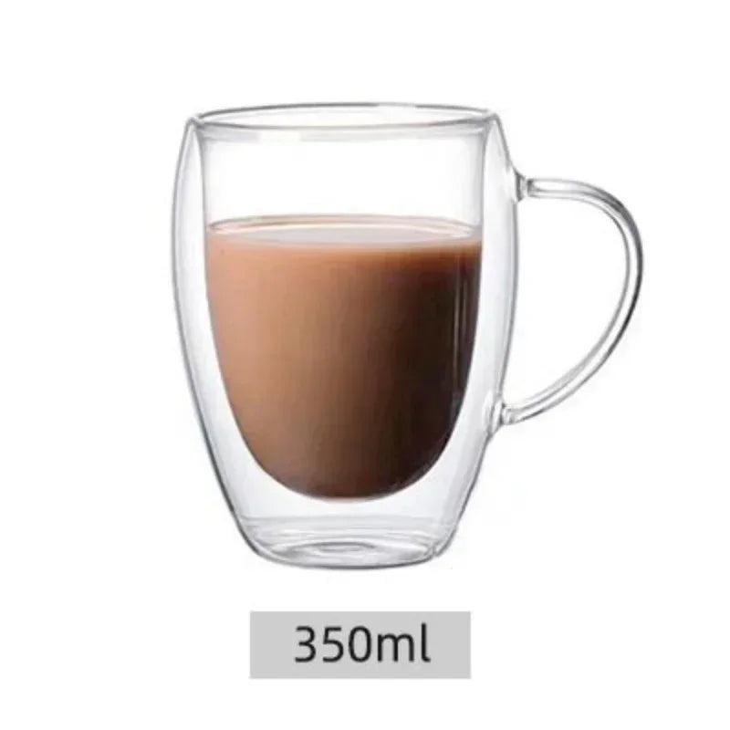 Mug double paroi en verre borosilicate avec anse