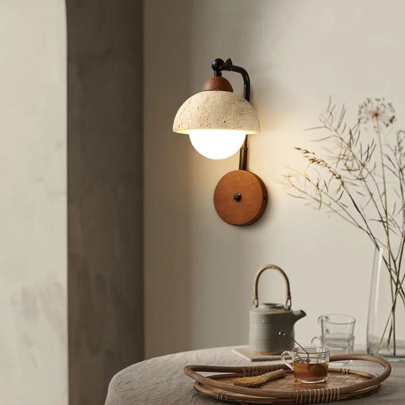 Applique murale LED en travertin jaune chaud japonais - vue 3 sur 6